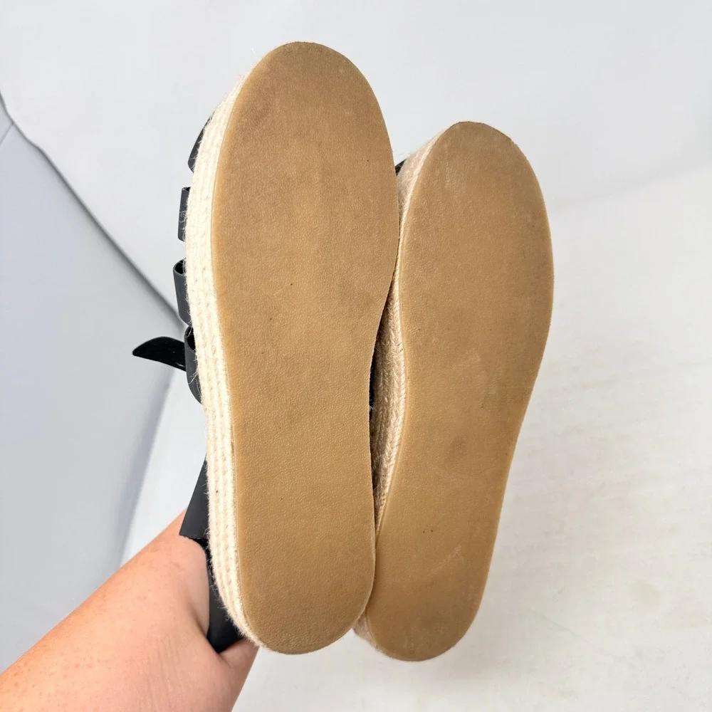 Zara Espadrille Fisherman Sandals Black 38 Platform Flatform Strappy Boho Summer